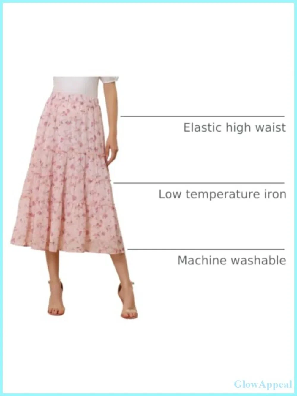 Flowing Floral Chiffon Maxi Skirt with Tiered Ruffle Hem and Elastic High Waist